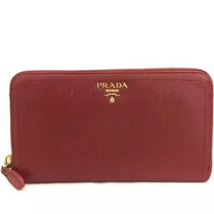 Authentic PRADA Red Leather Zip Wallet